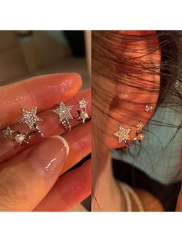ESTAILO FASHION - White Celestial Dewdrop Stars Earrings