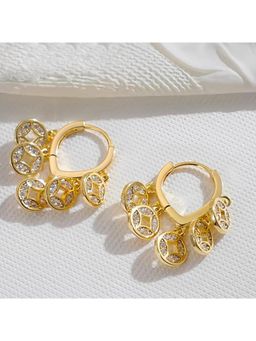 ESTAILO FASHION - White Golden Coin Drops Earrings