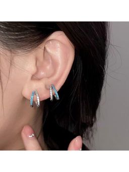 ESTAILO FASHION - Blue Gilded Turquoise Duets Earrings