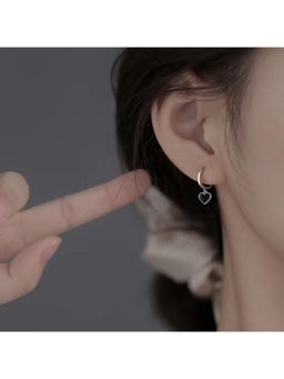 ESTAILO FASHION - Black Midnight Heart Drop Hoops Earrings