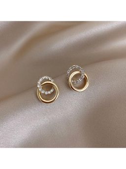 ESTAILO FASHION - White Gilded Infinity Loops Earrings