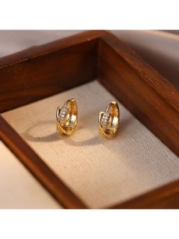 ESTAILO FASHION - White Gold Twisted Pavac Huggies Earrings