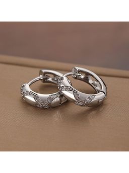 ESTAILO FASHION - White Sterling Cross-Stitch Hoops Earrings