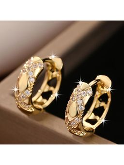 ESTAILO FASHION - White Intersect Gold Hoops Earrings