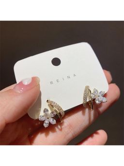ESTAILO FASHION - White Floral Zircon Spring Earrings