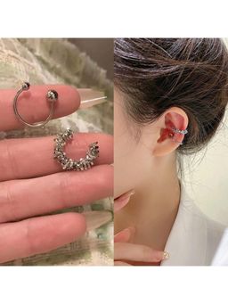 ESTAILO FASHION - Silver Celestial Glint Cuffs Earrings