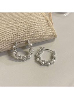 ESTAILO FASHION - White Silver-Luminous Wave Hoop Earrings