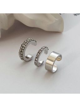 ESTAILO FASHION - White Silver Silk Cuffs Earrings