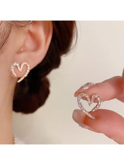 ESTAILO FASHION - White Gilded Heart Spirals Stud Earrings
