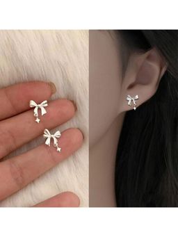 ESTAILO FASHION - Silver Starlet Ribbon Glow Drops Earrings