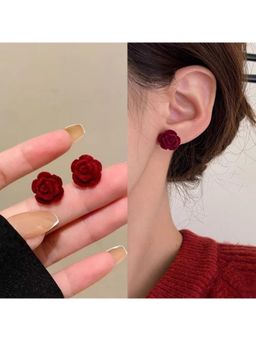 ESTAILO FASHION - Maroon Midnight Rosebuds Earrings