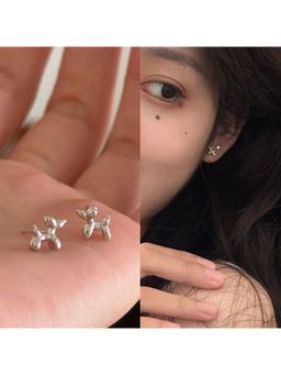ESTAILO FASHION - Silver Party Pup Studs Earrings