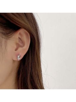 ESTAILO FASHION - Silver Linear Loop Studs Earrings