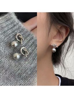 ESTAILO FASHION - Silver Grey Metro Knot Earrings