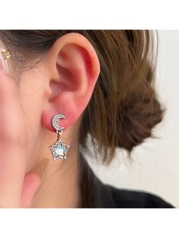 ESTAILO FASHION - White Stardust Crescent Drops Earrings