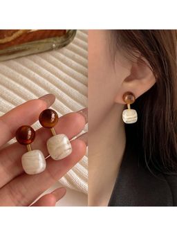 ESTAILO FASHION - White Amber Drop Studs Earrings
