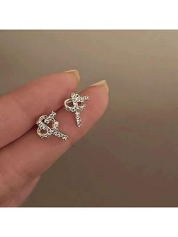 ESTAILO FASHION - White Criss-Cross Sparkle Studs Earrings