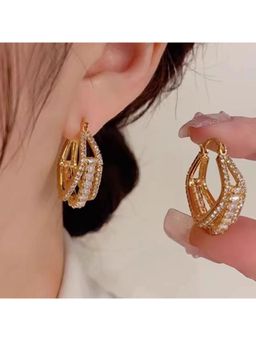ESTAILO FASHION - White Linear Luxe Hoops Earrings