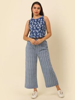 Laado - Women Blue Leaf Print Co-Ords (Set of 2)