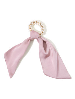 Accessorize London - Women's Pink Pearl & Nude Satin Hair Pony