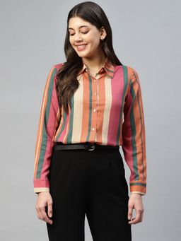 Deebaco - Women Multi-Color Striped Shirt
