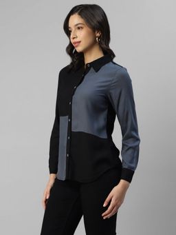 Deebaco - Women Grey And Black Colorblock Shirt