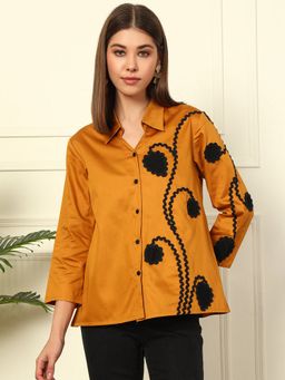 Deebaco - Women Mustard Patch Work Shirt
