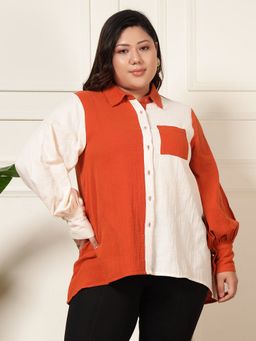 Deebaco - Women Pure Cotton High Low Plus Size Shirt