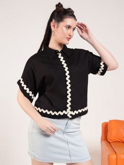 Deebaco - Women Black Kimono Style Shirt