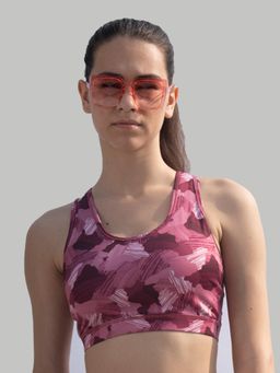 SOIE - Womens Medium Impact Quick Dry Padded Racerback Athleisure Sports Bra Maroon