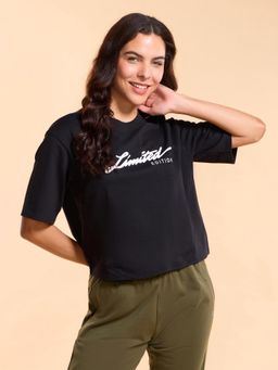 Enamor - E3G4 Boxy Tee Cotton Terry T Shirt-Graphic Black