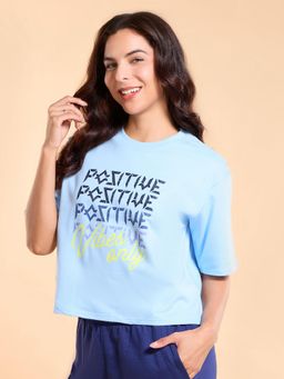 Enamor - E3G4 Boxy Tee Cotton Terry T Shirt-Graphic Blue