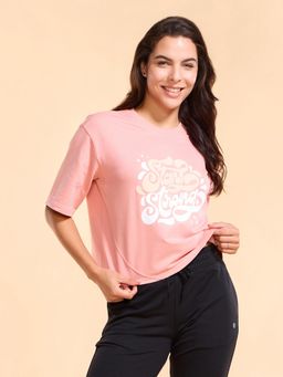 Enamor - E3G4 Boxy Tee Cotton Terry T Shirt-Graphic Peach