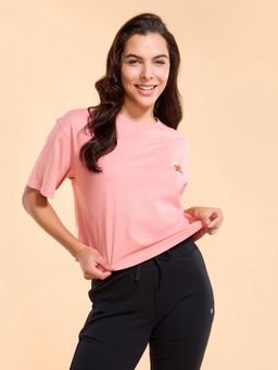 Enamor - E3G5 Square with Graphic - Cotton S/Jsy T-Shirt with Stylish Graphic Design Peach