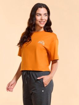 Enamor - E3G5 Square with Graphic - Cotton S/Jsy T-Shirt with Stylish Graphic Design Orange