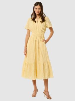 Forever New - Yellow Embroidered Midi Dress