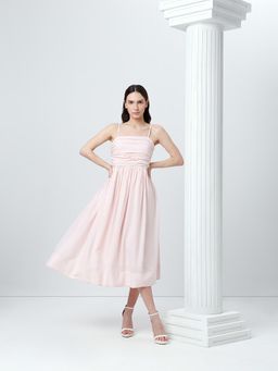 VERO MODA - Pink Solid Midi Dress