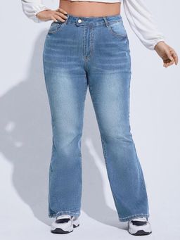 KOTTY - Blue Solid Straight Fit Jeans