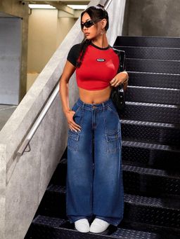 KOTTY - Blue Solid Straight Fit Jeans