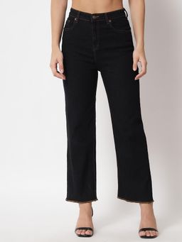 KOTTY - Black Solid Straight Fit Jeans