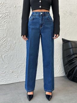 KOTTY - Blue Solid Straight Fit Jeans