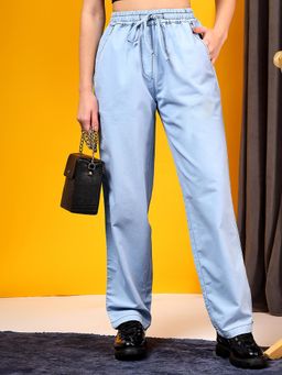 KOTTY - Blue Solid Straight Fit Jeans