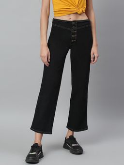 KOTTY - Black Solid Straight Fit Jeans