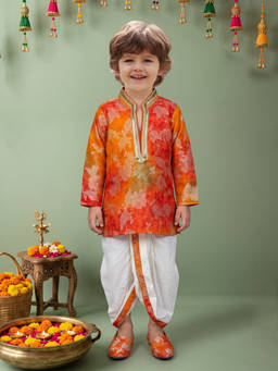 ETHNIKS NEURON - Silk Blend Self Design Ethnic Kurta With Dhoti Pant