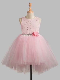 Toy Balloon Kids - Baby Pink Hi Low Girls Party Dress with Belt (Set of 2)