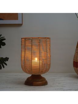 HomeTown - Bohemia Bamboo Hurricane 22 x 36Cm In Cream & Brown Colour