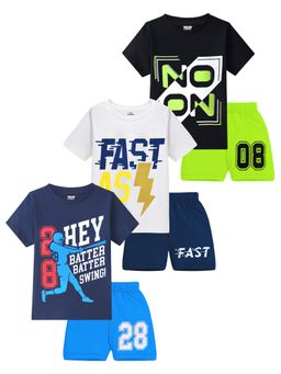 Kuchipoo - Boys Regular Fit Cotton T-Shirts and Shorts (Set of 3)