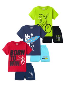Kuchipoo - Boys Regular Fit Cotton T-Shirts and Shorts (Set of 3)