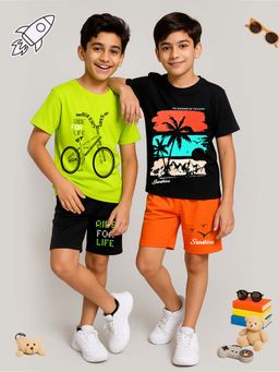 Kuchipoo - Boys Regular Fit Cotton T-Shirts and Shorts (Set of 2)