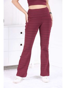 MLADA - Wine Pinstriped Workout Pants for Women